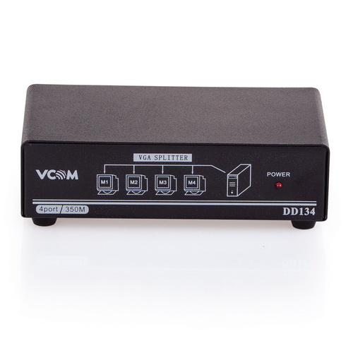 Сплиттер VCOM VGA SPLITTER/1*4/350MHZ,METAL CASE,EU TYPE BLACK DD134+